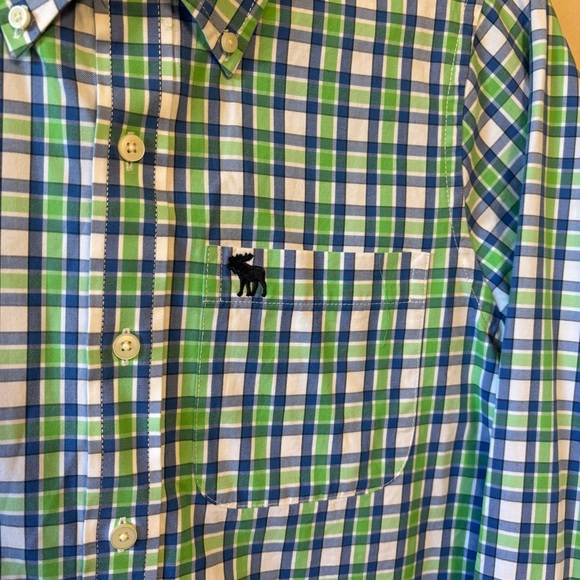 Abercrombie & Fitch Mens Muscle Fit‎ Plaid Button Down Shirt Size XL Blue Green - Picture 2 of 5